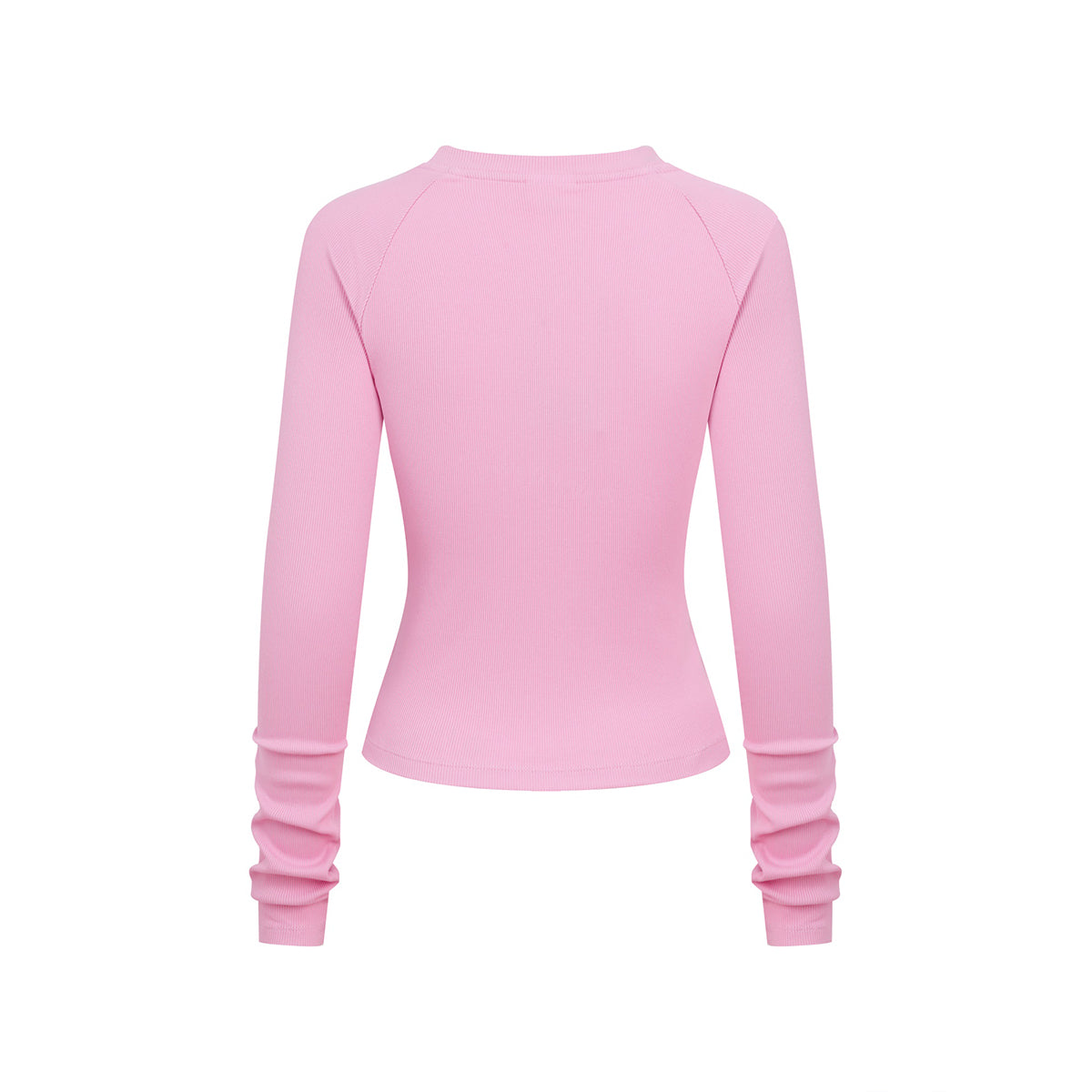 Crew-Neck Long Sleeve Ribbed Top