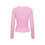 Crew-Neck Long Sleeve Ribbed Top