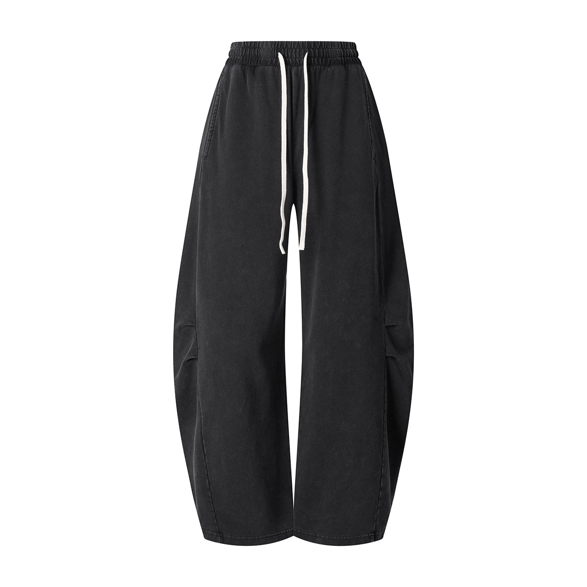 Vintage Washed Curved Panel Wide Drawstring Pants