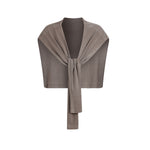 Front Tie Ribbed Knit Shoulder Wrap