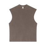 Sleeveless Raw Edge Reverse Tee 275gsm