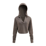 Ruched Waist Cotton Cropped Hoodie