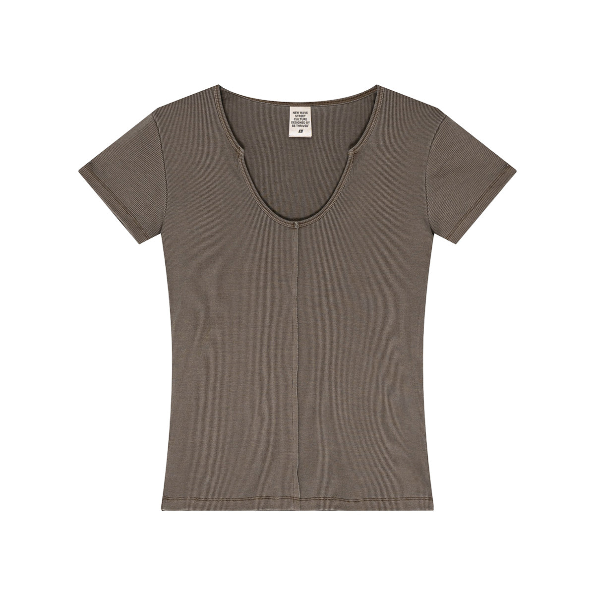 Fitted Rib-Knit V Neck T-Shirt 275gsm