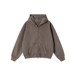 Heavyweight Washed Cotton Zip-Up Hoodie