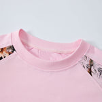 Pink Camo Raglan Sleeve Nature Print Casual Tee