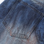 Faded Wash Distressed Baggy Frayed-Hem Jeans
