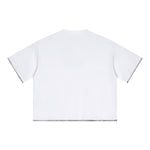 Oversized Minimal Tee Raw Edge Contrast Stitching