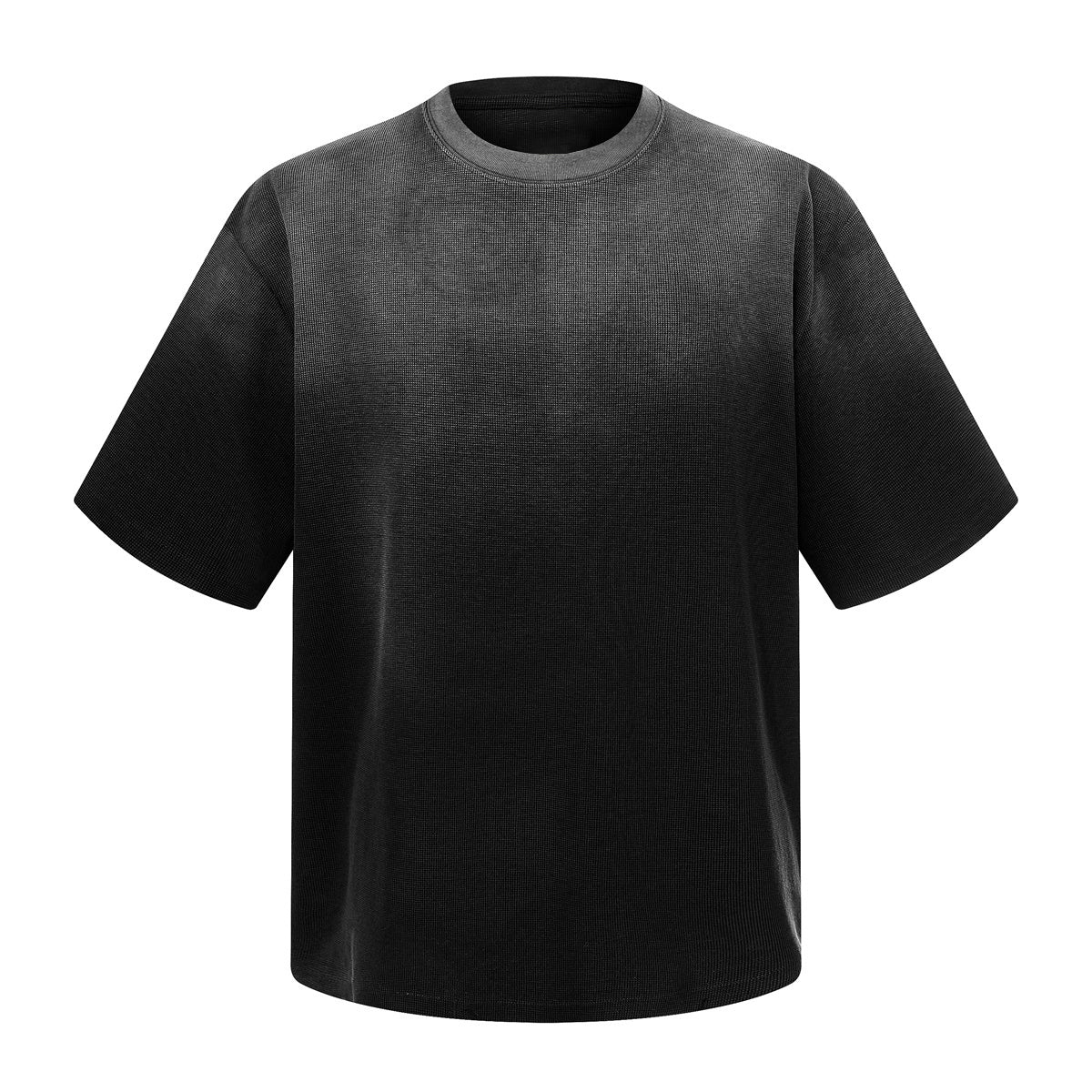 Waffle Knit Spray Dyed Distressed Raw Edge Tee