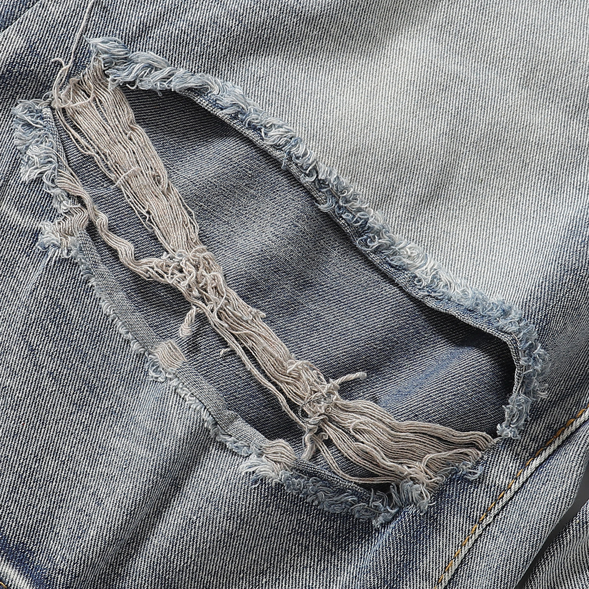 Adjustable Side Strap Distressed High Waist Shorts