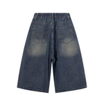 High Waist Wide Leg Ombre Denim Shorts