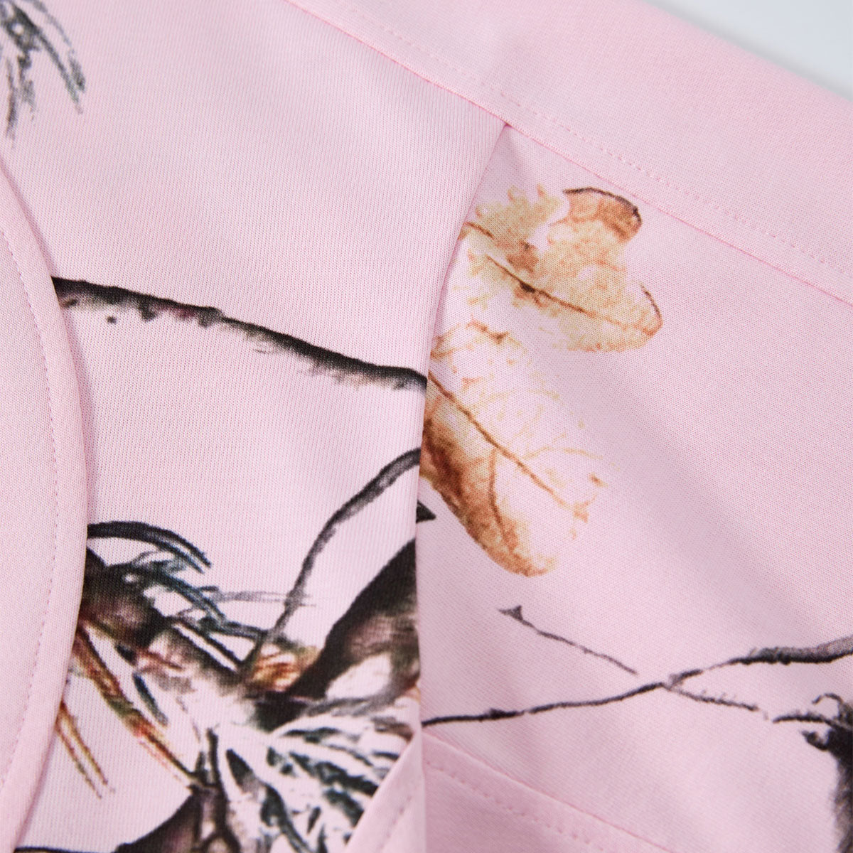 Pink Camo Raglan Sleeve Nature Print Casual Tee