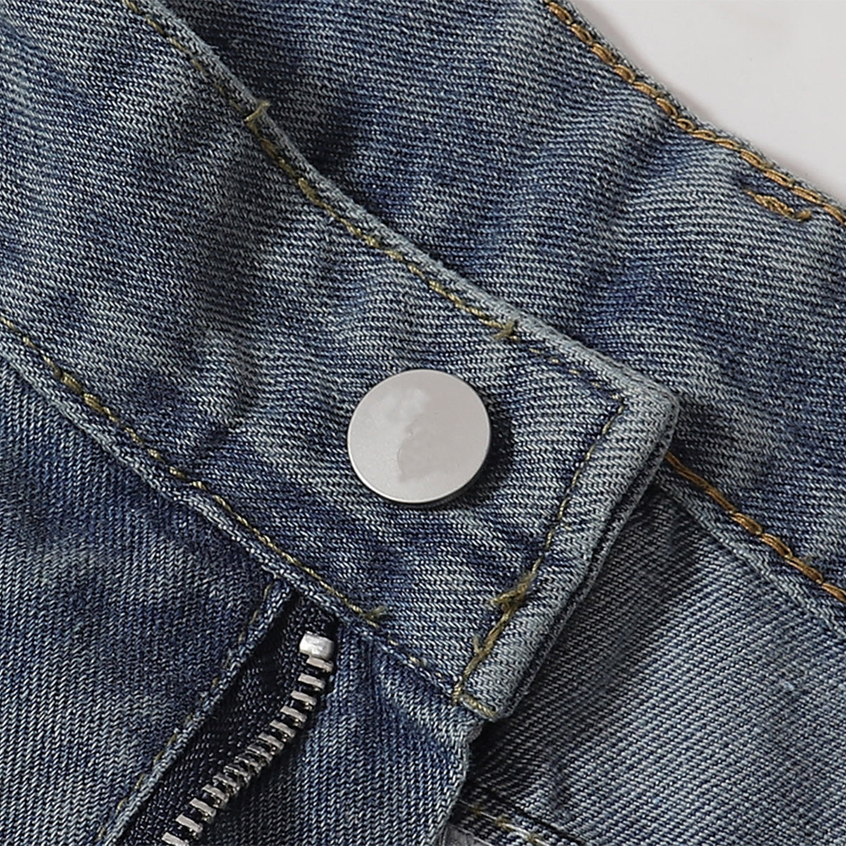 Built In Belt Mid Waist Denim Shorts