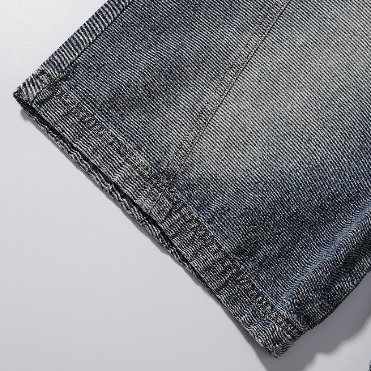 Front Panel Stitching Vintage Washed Denim Shorts