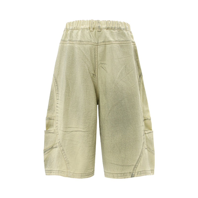 Vintage Washed Embroidery Bermuda Shorts