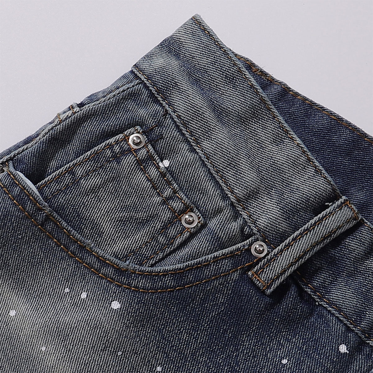 Splatter Wash Distressed Wide Leg Jeans