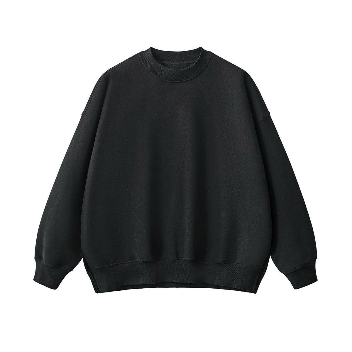 Solid Color Side-Split Fleece Sweatshirt