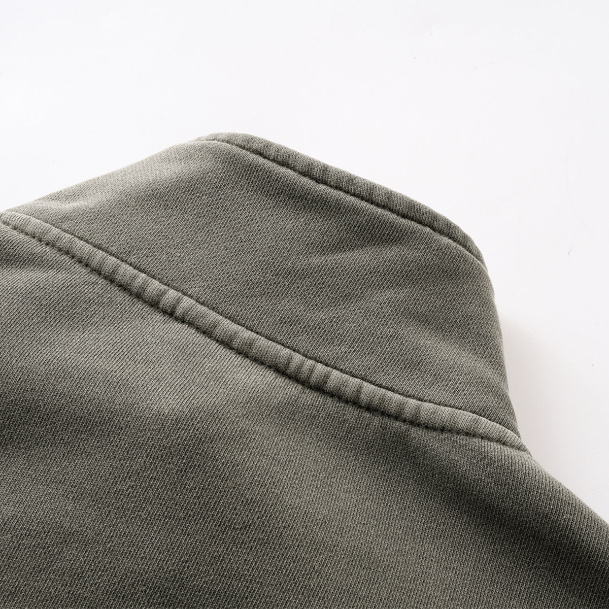 Stand Collar Panel Detail Washed Zip Up Sweatshirt