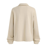 Distressed Edge Buttonless Long-Sleeve Polo