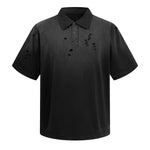 Retro Distressed Cotton Vintage Wash Polo T-Shirt