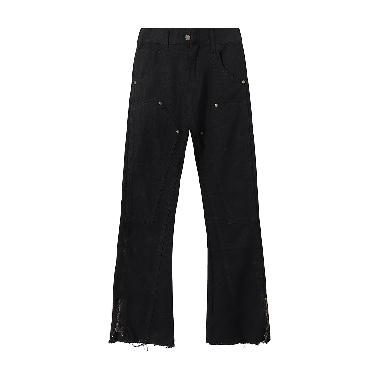 Zipper Hem Slight Flared Leg Cargo Pants