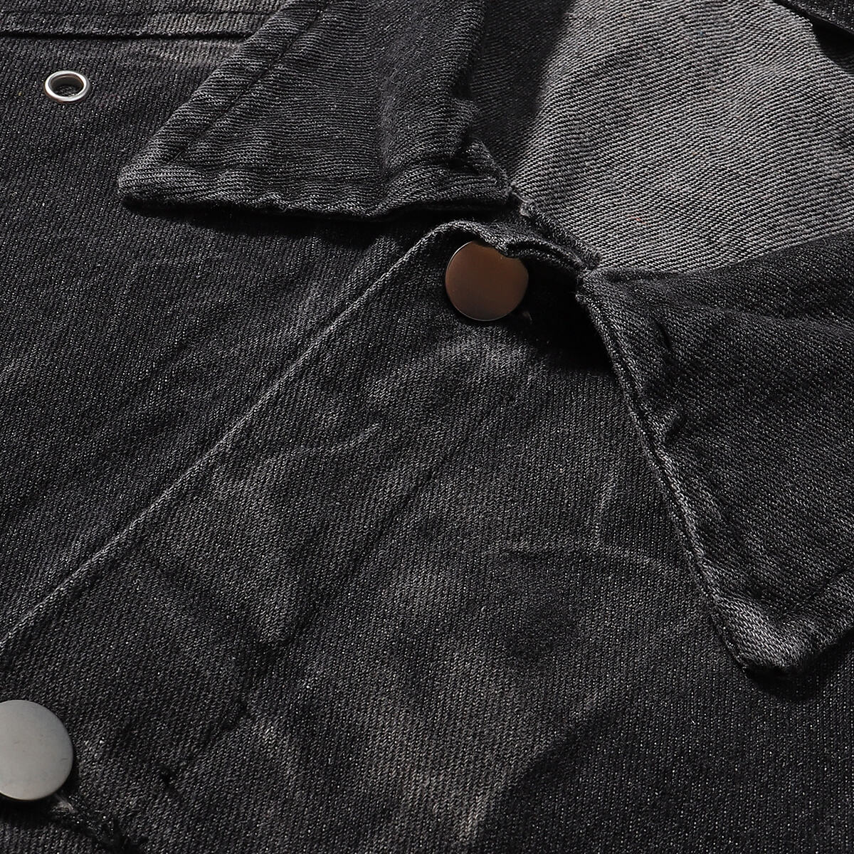 Streetwear Black Washed Denim Jacket
