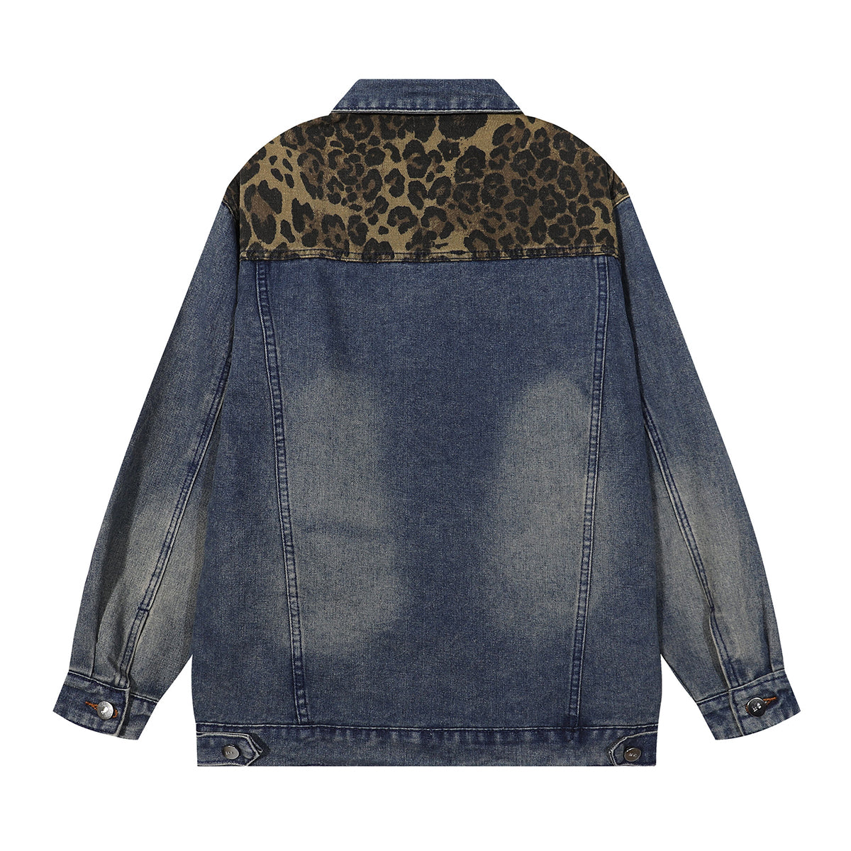 Leopard Patchwork Denim Trucker Jacket