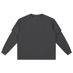 Solid Color Mock Layered Sleeves Sweatshirt
