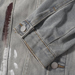 Paint-Spray Ripped Denim Trucker Jacket