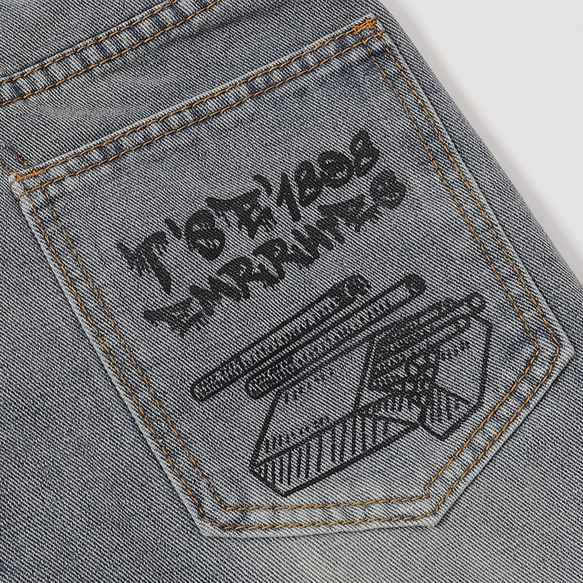 Street Style Graphic Print Relaxed Denim Shorts