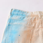 Artistic Paint-Splatter Wide-Leg Jeans