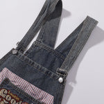 Embroidery Patchwork Denim Cargo Overalls