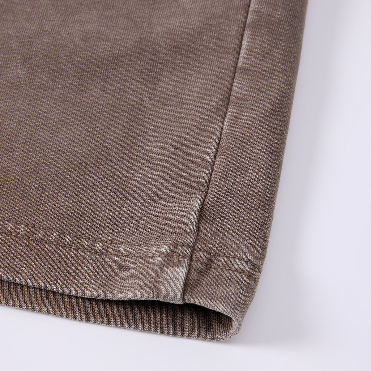 Double Waistband Snow Washed Distressed Shorts