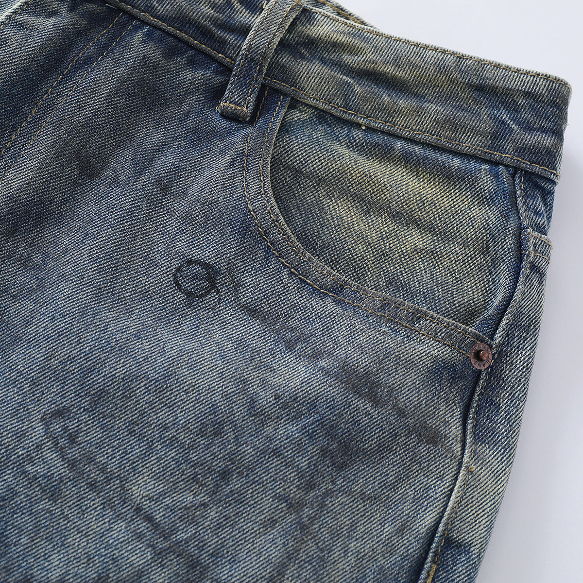 Vintage Washed Ripped Wide-Leg Jeans