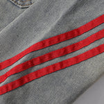 Contrast Stripe Washed Denim Baggy Jacket