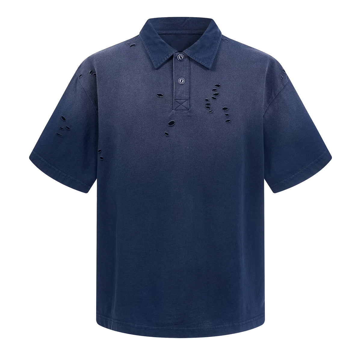 Retro Distressed Cotton Vintage Wash Polo T-Shirt