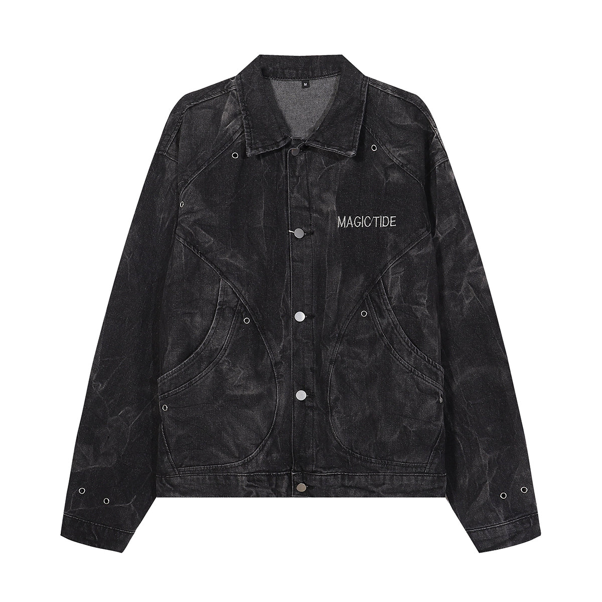 Streetwear Black Washed Denim Jacket
