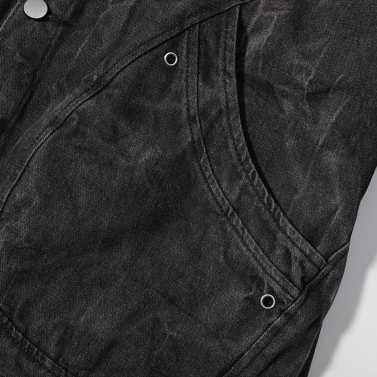 Streetwear Black Washed Denim Jacket