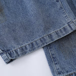 Retro Painted Barrel-Leg Denim Pants