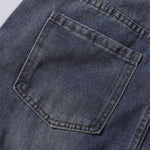 Embroidered Patch Denim Cargo Jeans with Striped Detail