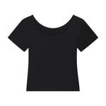 Women's Solid-Color Boat-Neck Cotton T-Shirt 210gsm