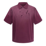 Retro Distressed Cotton Vintage Wash Polo T-Shirt