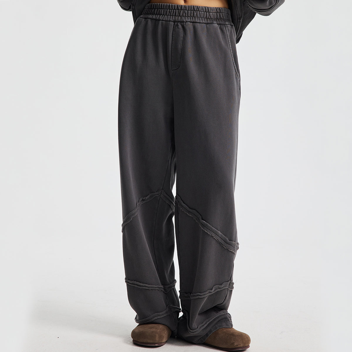 Washed Distressed Fabric Patchwork Vintage Pants