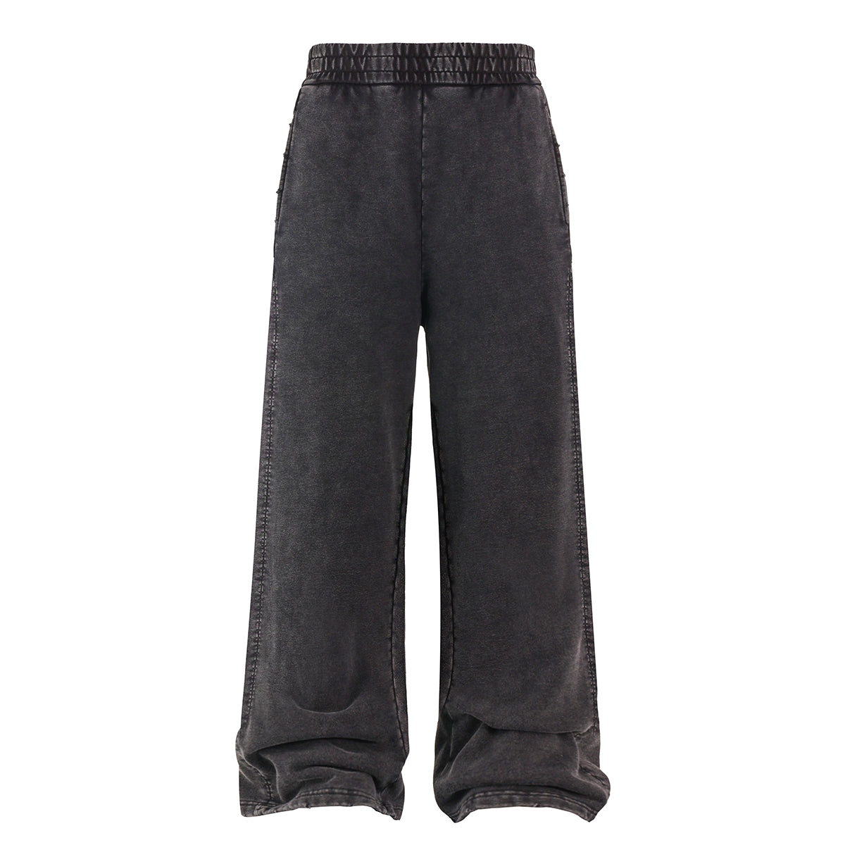 Stone-Wash Side Seam Distressed Sweatpants