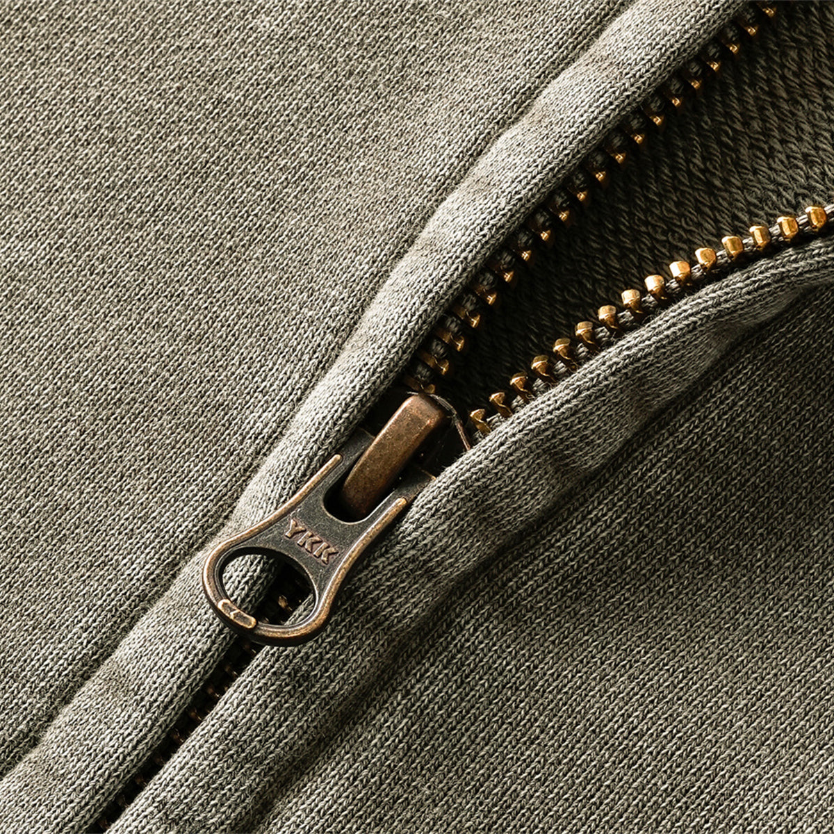 Vintage Zip-Up Ribbed Stand Collar Sweatshirt