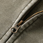 Vintage Zip-Up Ribbed Stand Collar Sweatshirt