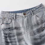 Spray-Painted Patchwork Distressed Baggy Jeans