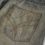 Mud Blue Distressed Wide-Leg Jeans