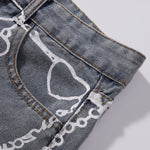 Streetwear Graffiti Printed Baggy Jeans