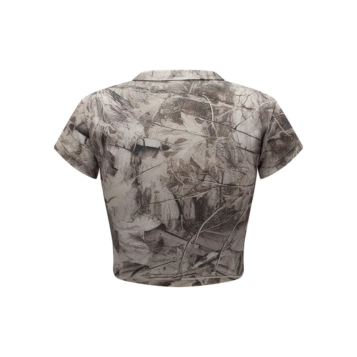 Forest Print Camo Cropped Short Sleeve Nature Tee