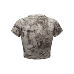 Forest Print Camo Cropped Short Sleeve Nature Tee
